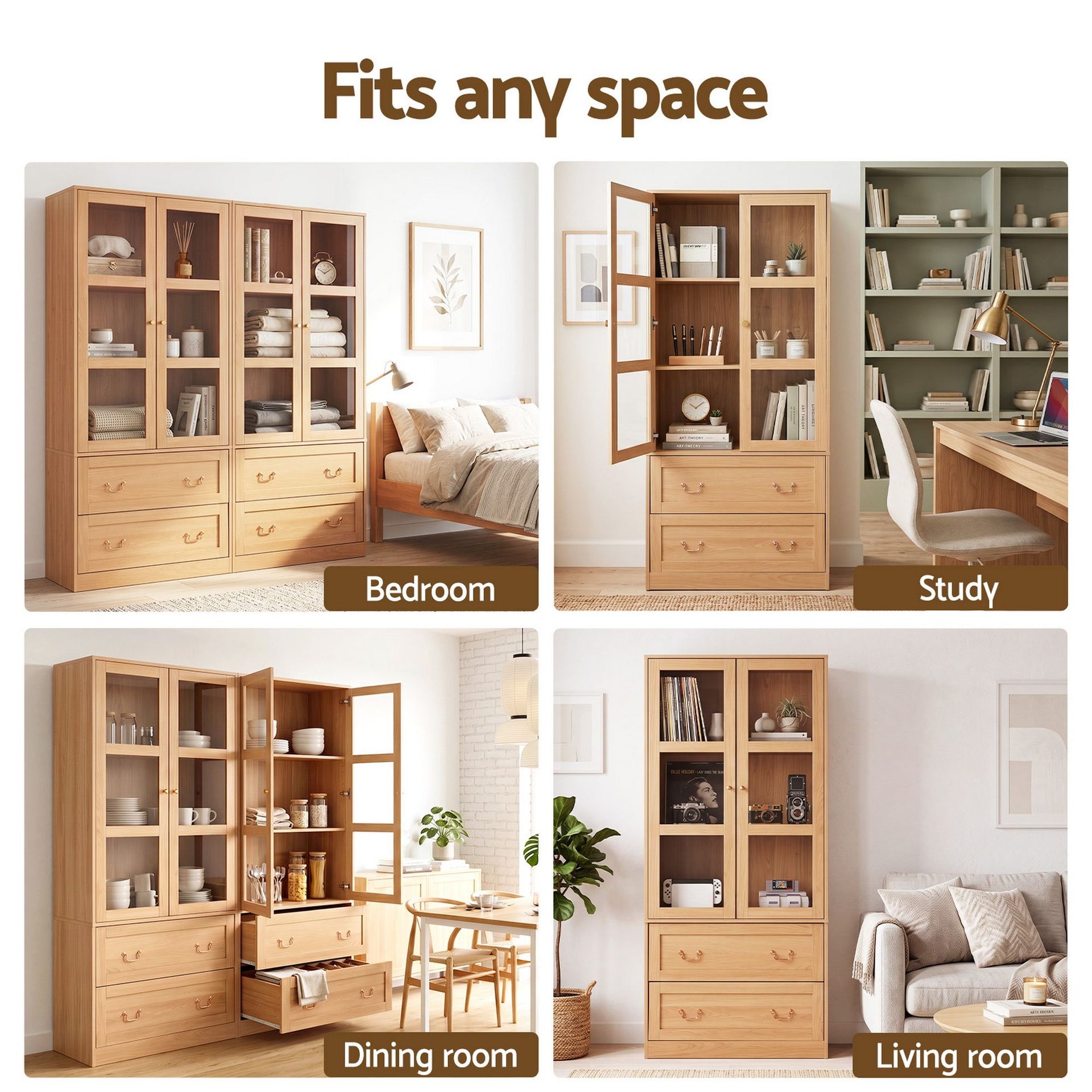 Artiss Buffet Sideboard Cabinets X2 180cm Hutch Storage Kitchen Drawer Door Wood Awezingly