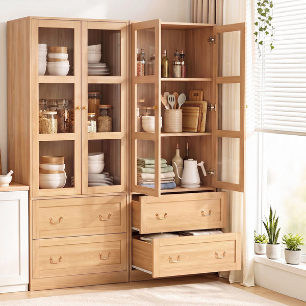 Artiss Buffet Sideboard Cabinets X2 180cm Hutch Storage Kitchen Drawer Door Wood Awezingly