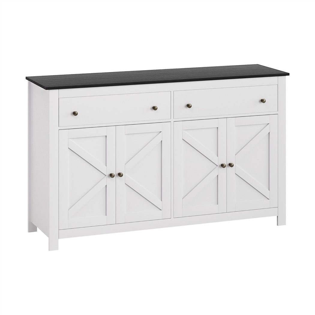 Artiss Buffet Sideboard Storage Cabinet Kitchen Cupboard 2 Drawers 140CM Black Awezingly