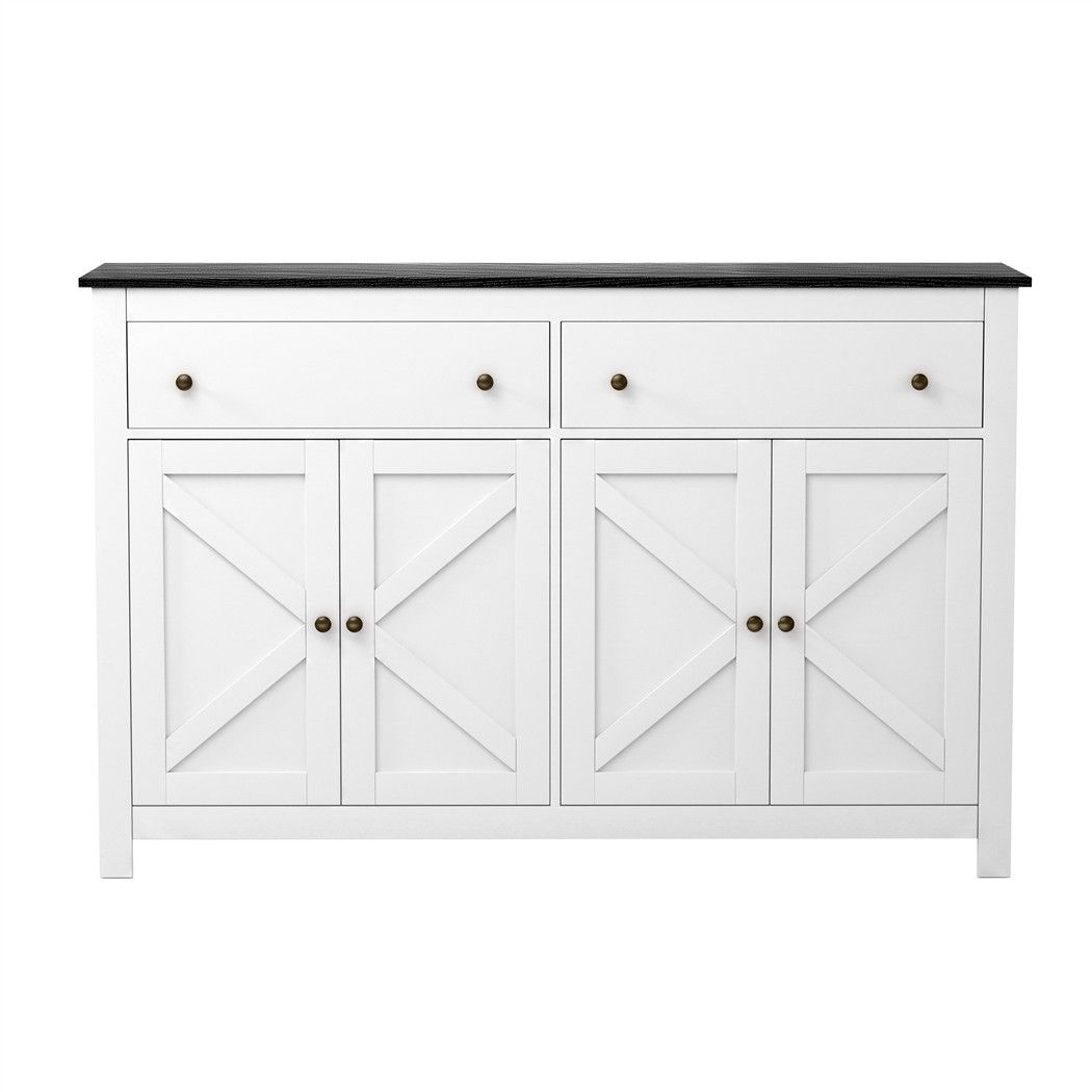 Artiss Buffet Sideboard Storage Cabinet Kitchen Cupboard 2 Drawers 140CM Black Awezingly