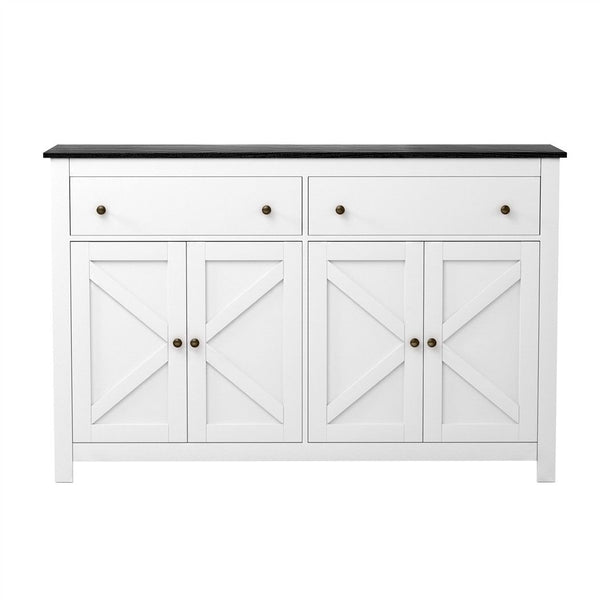 Artiss Buffet Sideboard Storage Cabinet Kitchen Cupboard 2 Drawers 140CM Black Awezingly