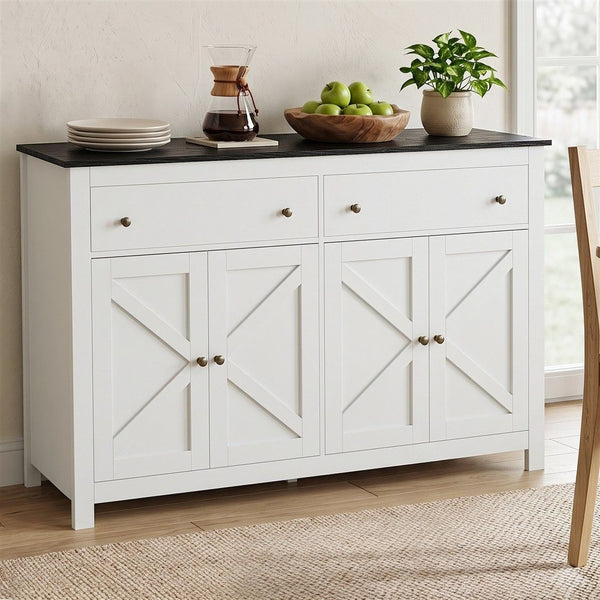Artiss Buffet Sideboard Storage Cabinet Kitchen Cupboard 2 Drawers 140CM Black Awezingly