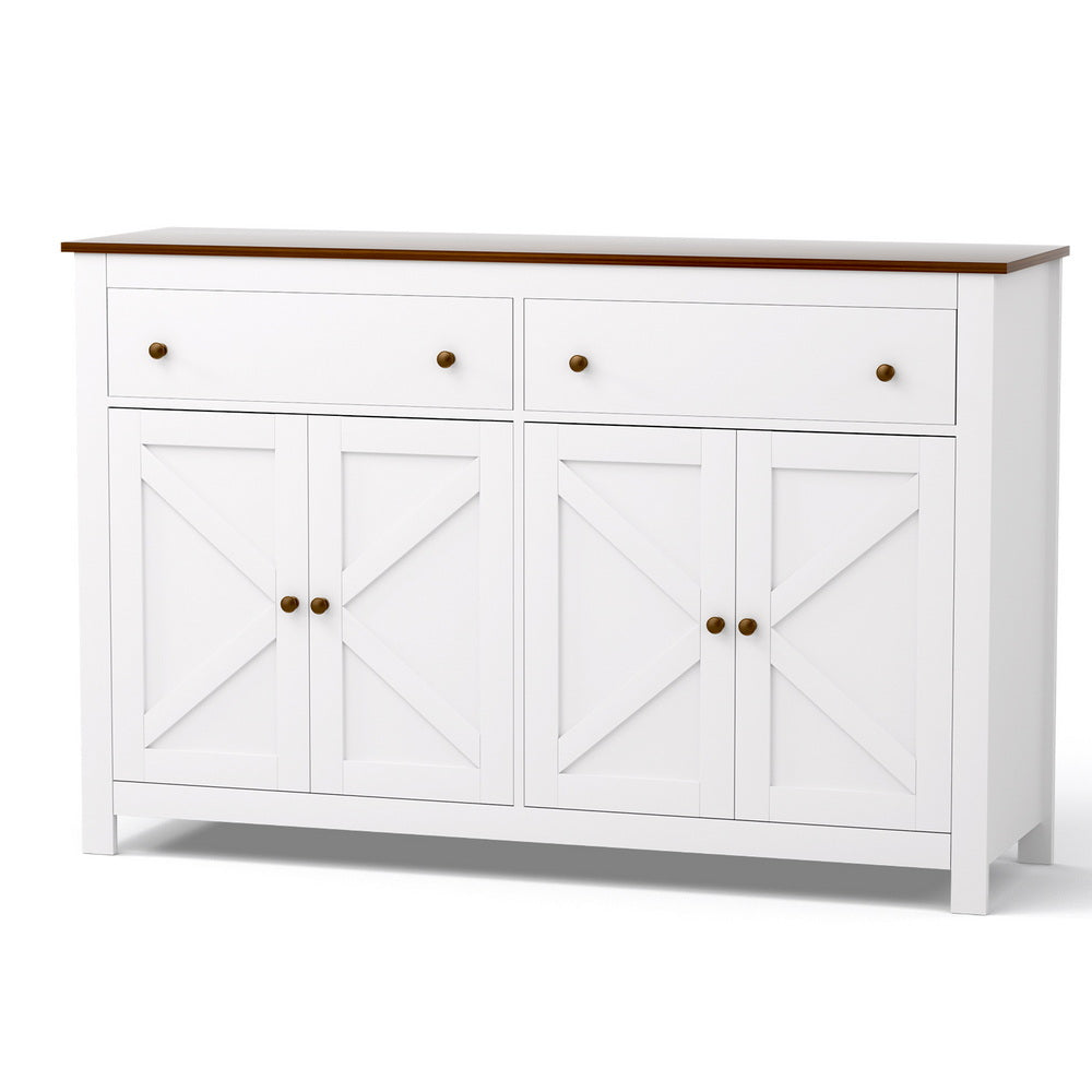 Artiss Buffet Sideboard Storage Cabinet Kitchen Cupboard 2 Drawers 140CM White Awezingly