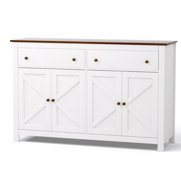 Artiss Buffet Sideboard Storage Cabinet Kitchen Cupboard 2 Drawers 140CM White Awezingly