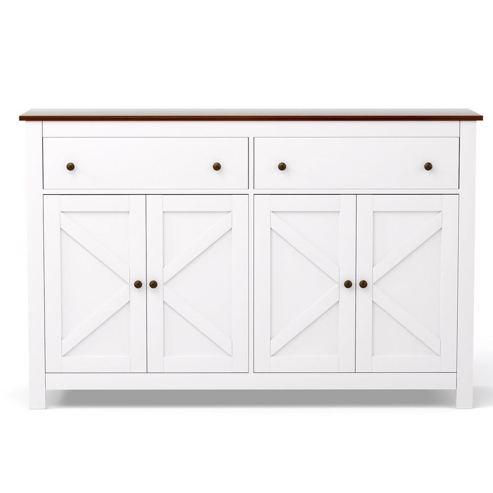 Artiss Buffet Sideboard Storage Cabinet Kitchen Cupboard 2 Drawers 140CM White Awezingly