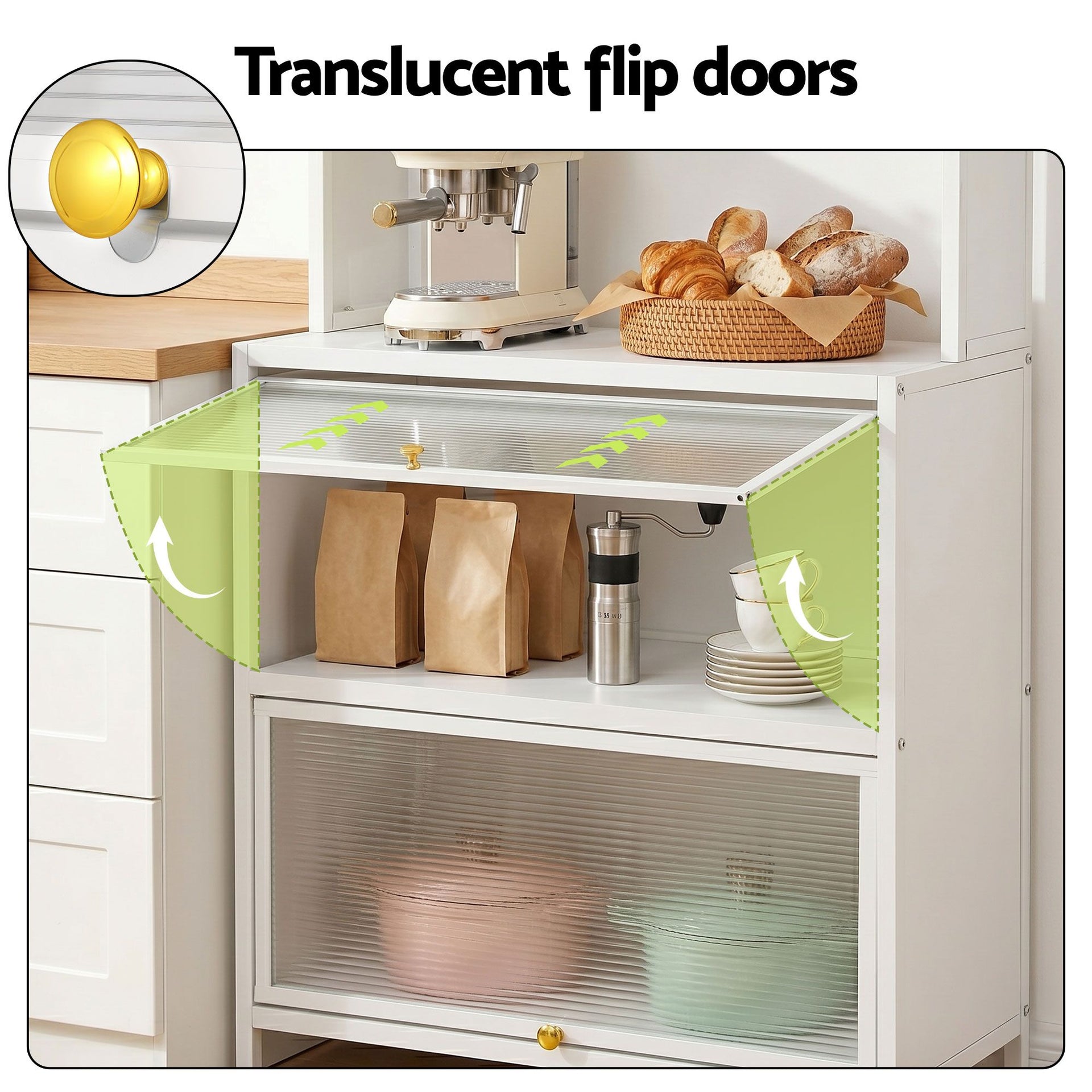 Artiss Kitchen Cabinet Storage Shelves Pegboard Cupboard Sideboard 80CMX164CM Awezingly