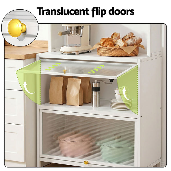 Artiss Kitchen Cabinet Storage Shelves Pegboard Cupboard Sideboard 80CMX164CM Awezingly