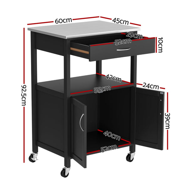 Artiss Kitchen Island Trolley Rolling Serving Cart Storage Drawer Cupboard 60cm Awezingly