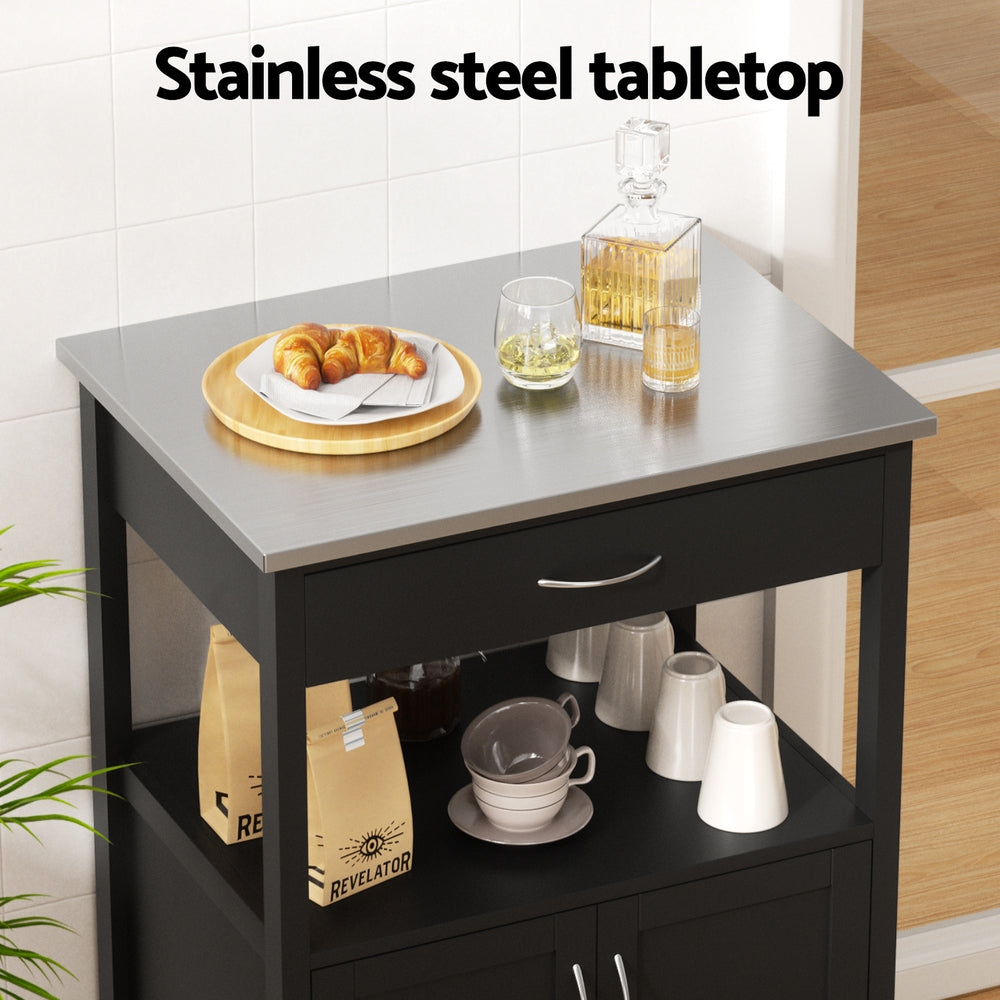 Artiss Kitchen Island Trolley Rolling Serving Cart Storage Drawer Cupboard 60cm Awezingly