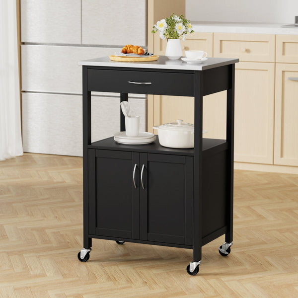 Artiss Kitchen Island Trolley Rolling Serving Cart Storage Drawer Cupboard 60cm Awezingly