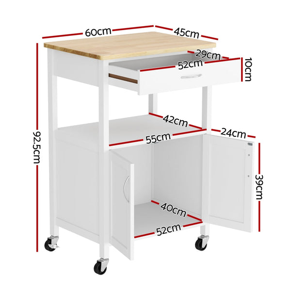 Artiss Kitchen Island Trolley Rolling Serving Cart Storage Drawer Cupboard 60cm Awezingly