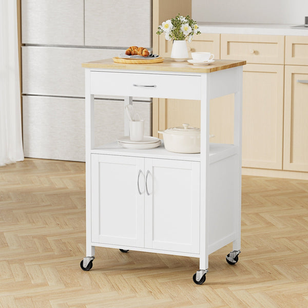 Artiss Kitchen Island Trolley Rolling Serving Cart Storage Drawer Cupboard 60cm Awezingly