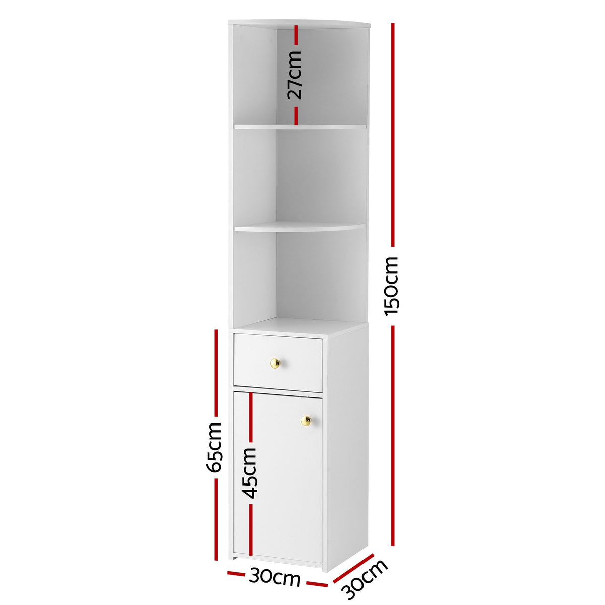 Artiss 3 Tiers Bookshelf with Storage Drawer and Cabinet White Awezingly