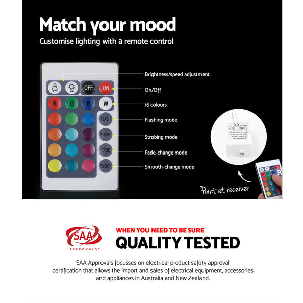 Artiss 2x Bedside Table LED - HERES Black Awezingly