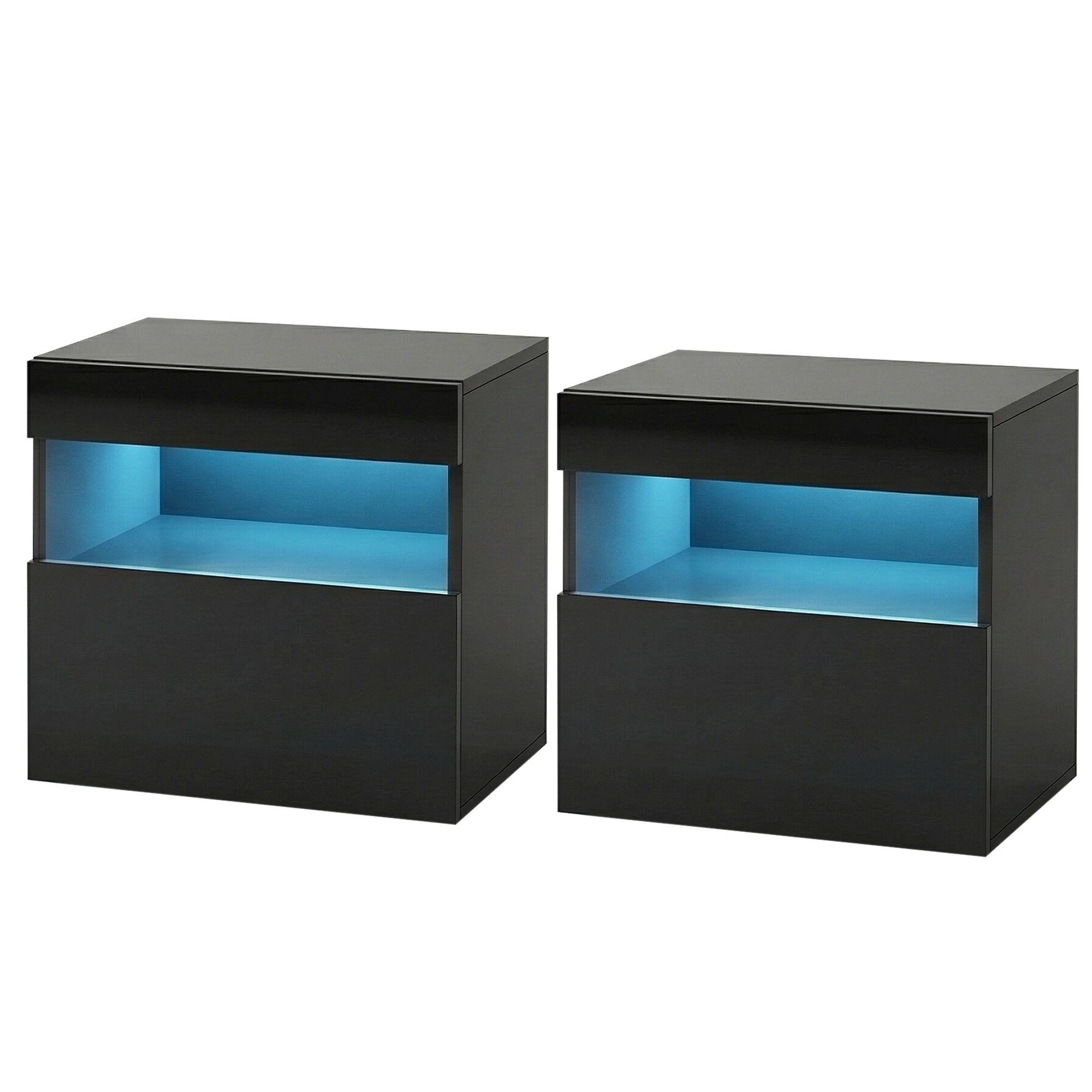 Artiss 2x Bedside Table LED - HERES Black Awezingly