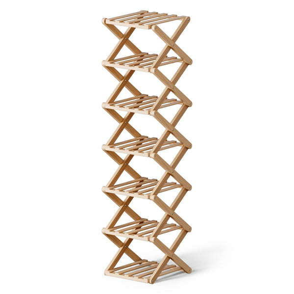 Artiss 7 Tier Bamboo Foldable Shoe Rack Organizer Entryway Awezingly