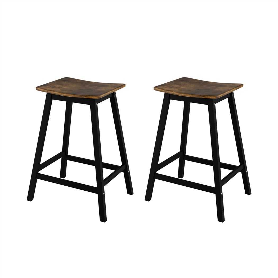 Artiss Bar Stools Set of 2 Kitchen Counter Stools Wooden Industrial Rustic Brown Artiss