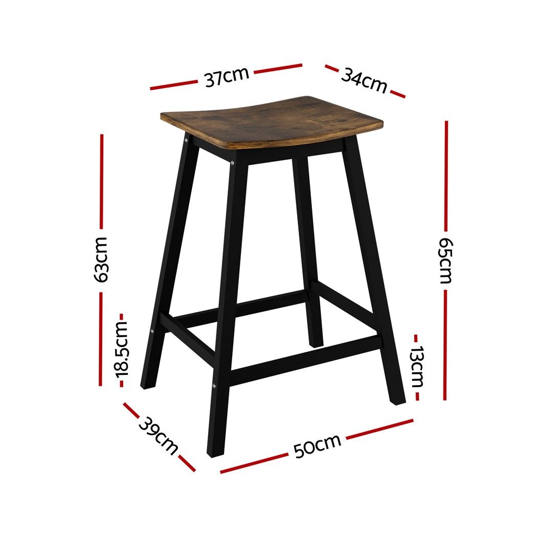 Artiss Bar Stools Set of 2 Kitchen Counter Stools Wooden Industrial Rustic Brown Artiss
