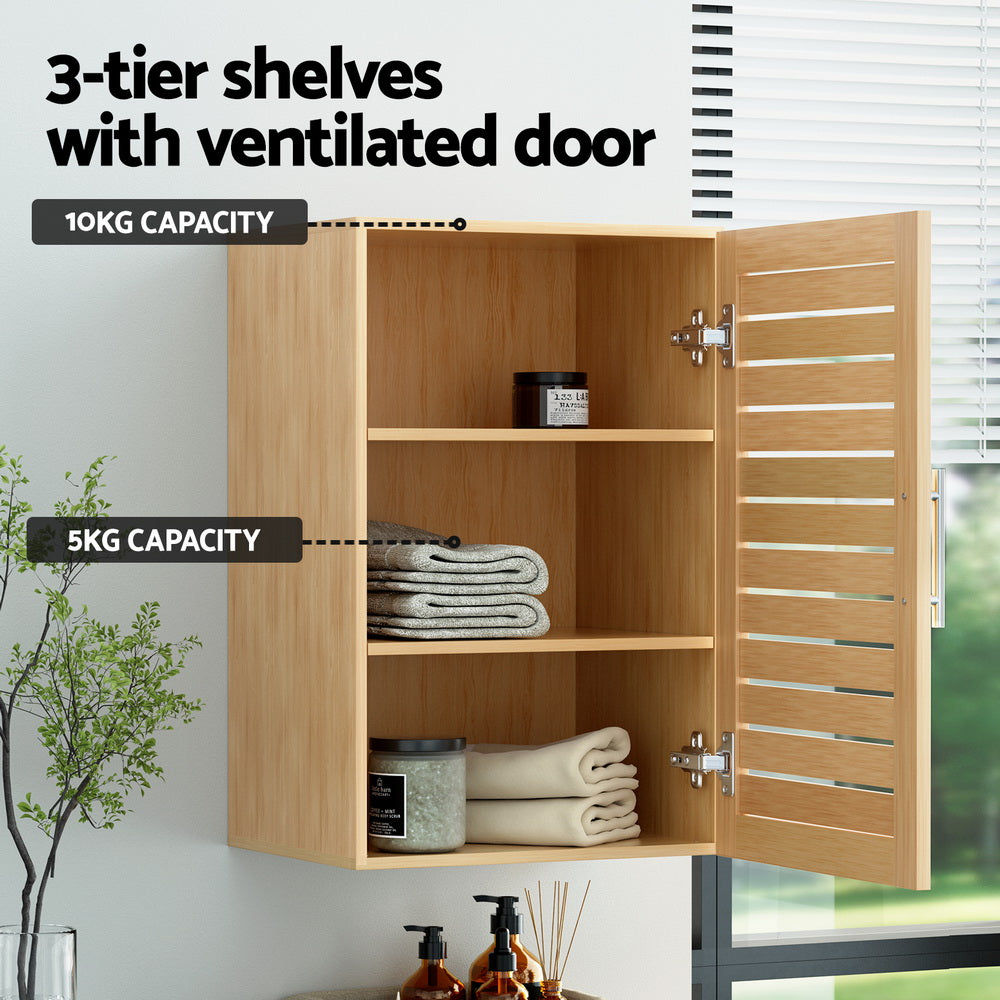 Artiss Bathroom Storage Cabinet 70cm wooden 2 Tier Shelf Wall Mounted JILL Artiss