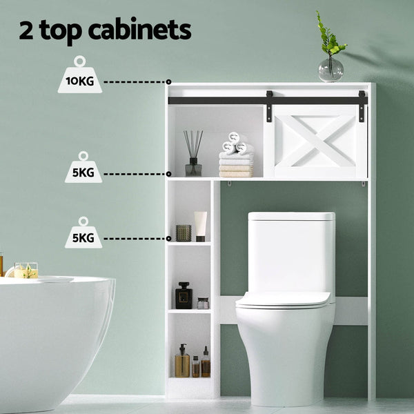 Artiss Bathroom Cabinet Over the Toilet Storage Organiser Laundry Shelf 128cm Artiss