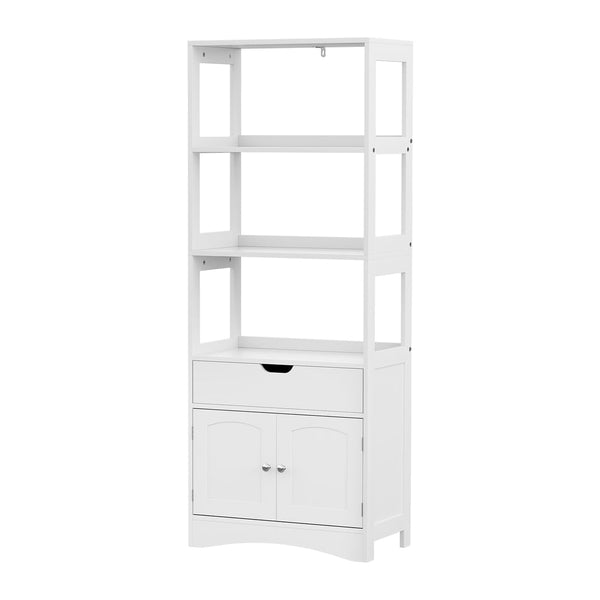 Artiss Bathroom Floor Storage Cabinet with 2 Drawers 3 Open Shelves 2 Doors White Artiss