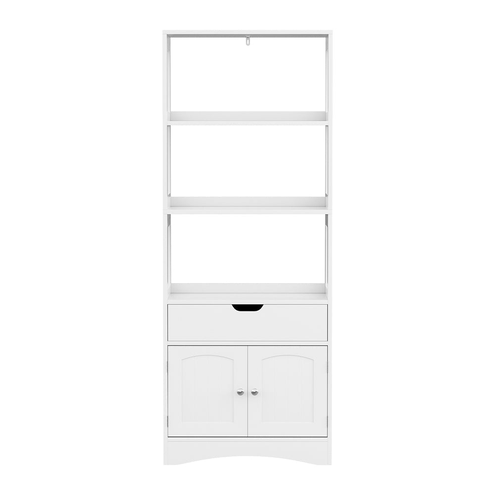 Artiss Bathroom Floor Storage Cabinet with 2 Drawers 3 Open Shelves 2 Doors White Artiss