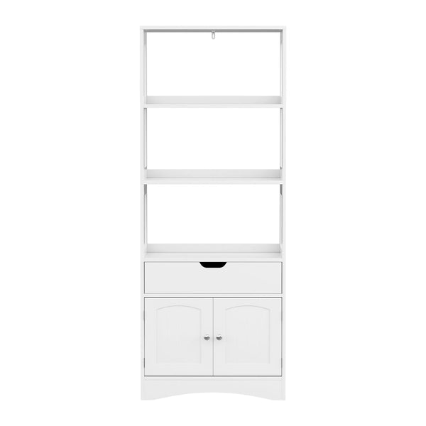Artiss Bathroom Floor Storage Cabinet with 2 Drawers 3 Open Shelves 2 Doors White Artiss