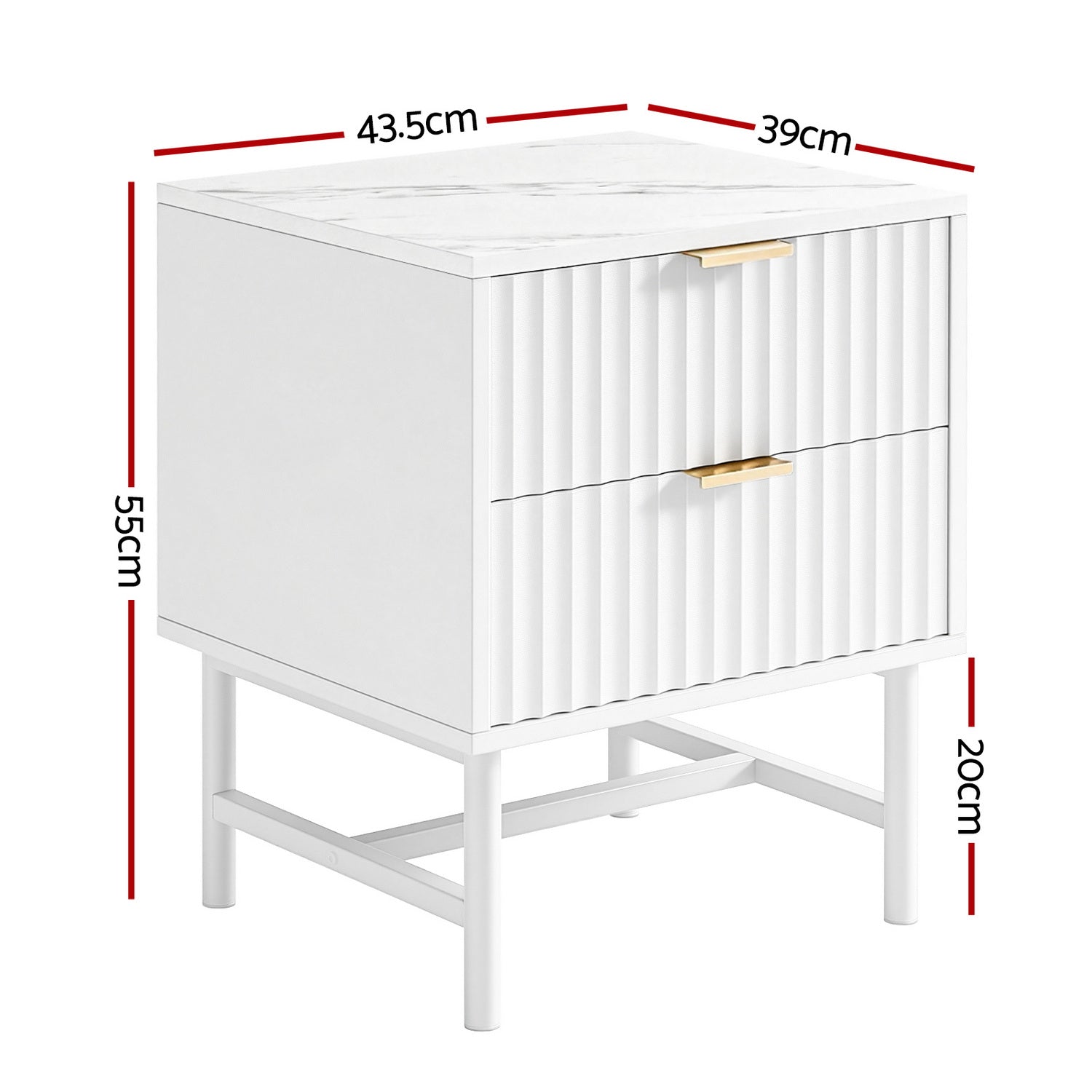 Artiss Bedside Table 2 Drawers - White Awezingly