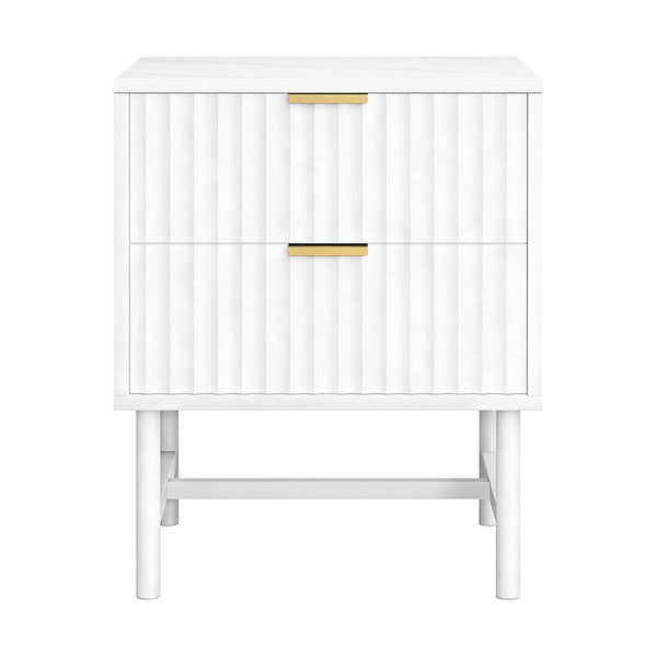 Artiss Bedside Table 2 Drawers - White Awezingly
