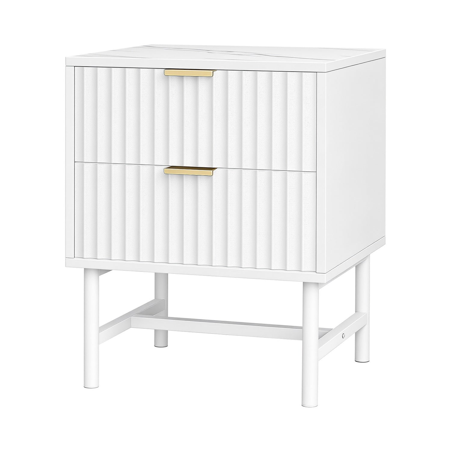 Artiss Bedside Table 2 Drawers - White Awezingly