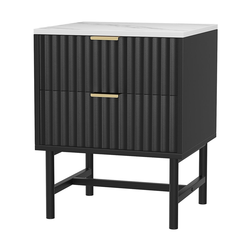 Artiss Bedside Table 2 Drawers - Black Artiss