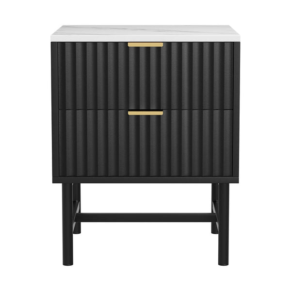 Artiss Bedside Table 2 Drawers - Black Artiss