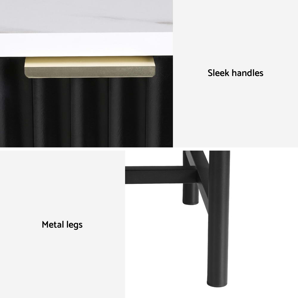 Artiss 2x Bedside Table 2 Drawers - Black Artiss