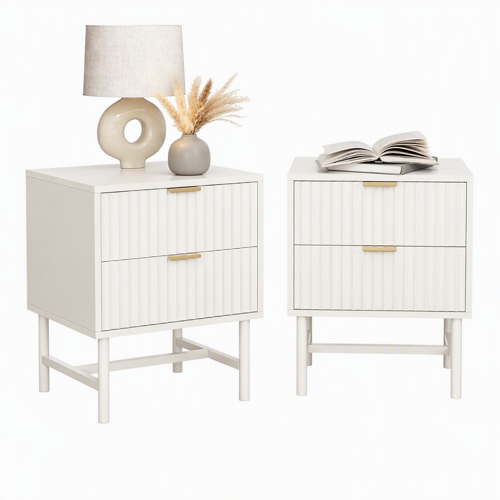 Artiss 2X Bedside Table White Nightstand 2 Drawers Awezingly