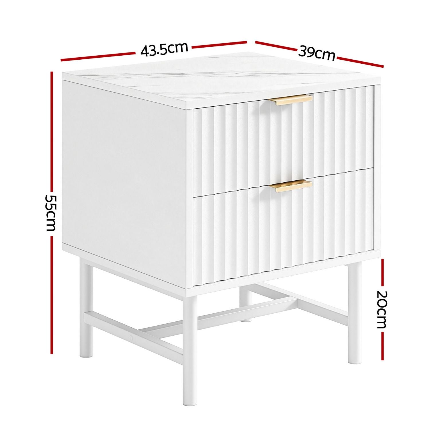 Artiss 2X Bedside Table White Nightstand 2 Drawers Awezingly