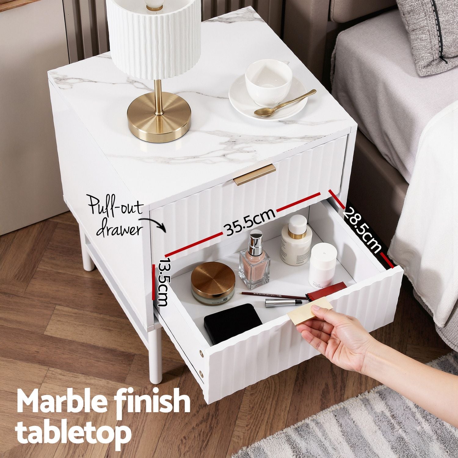 Artiss 2X Bedside Table White Nightstand 2 Drawers Awezingly