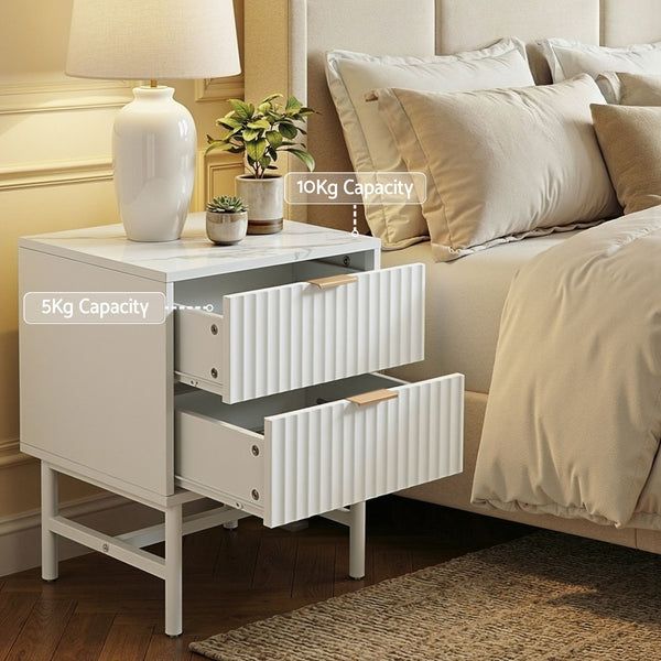 Artiss 2X Bedside Table White Nightstand 2 Drawers Awezingly