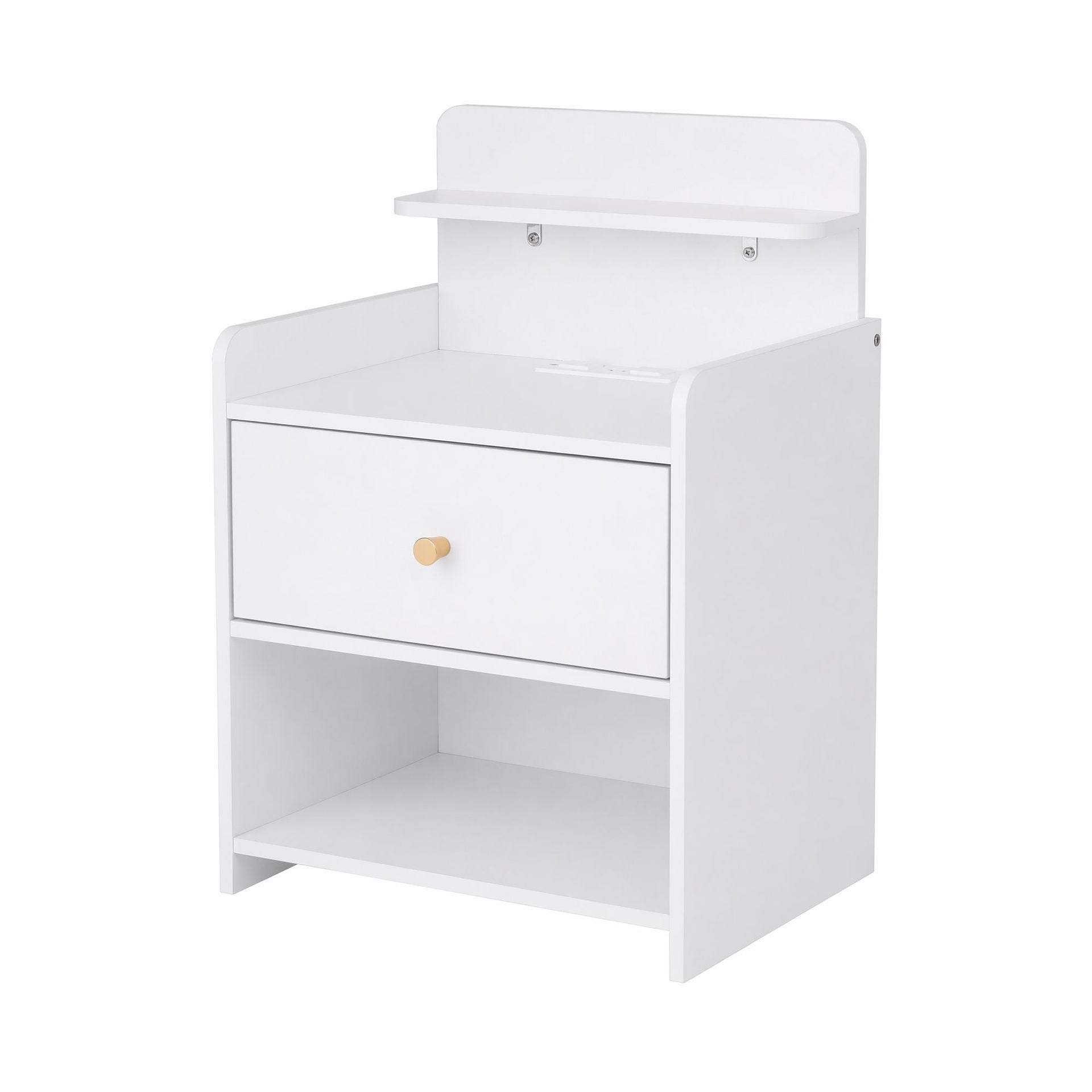 Artiss Bedside Table Drawer Charging Station White Artiss