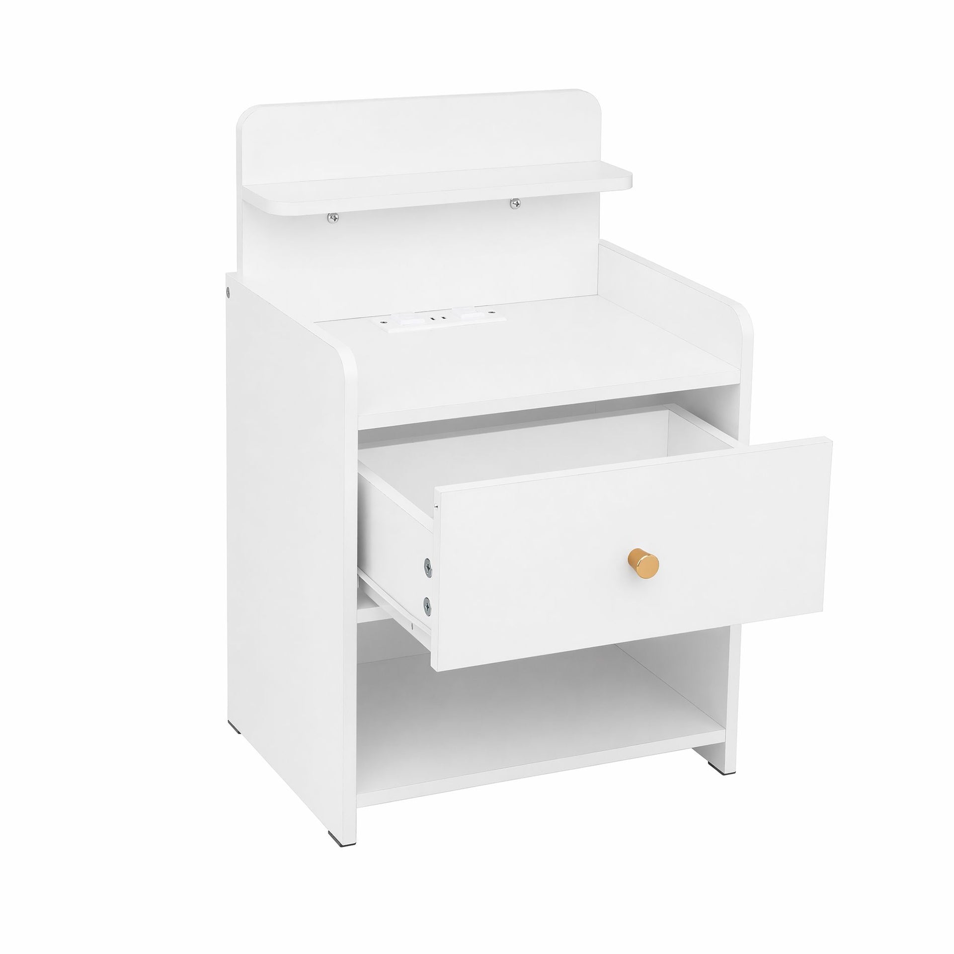 Artiss Bedside Table Drawer Charging Station White Artiss