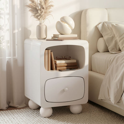 Artiss Bedside Table Storage Drawer Shelf Pine Wood Legs White