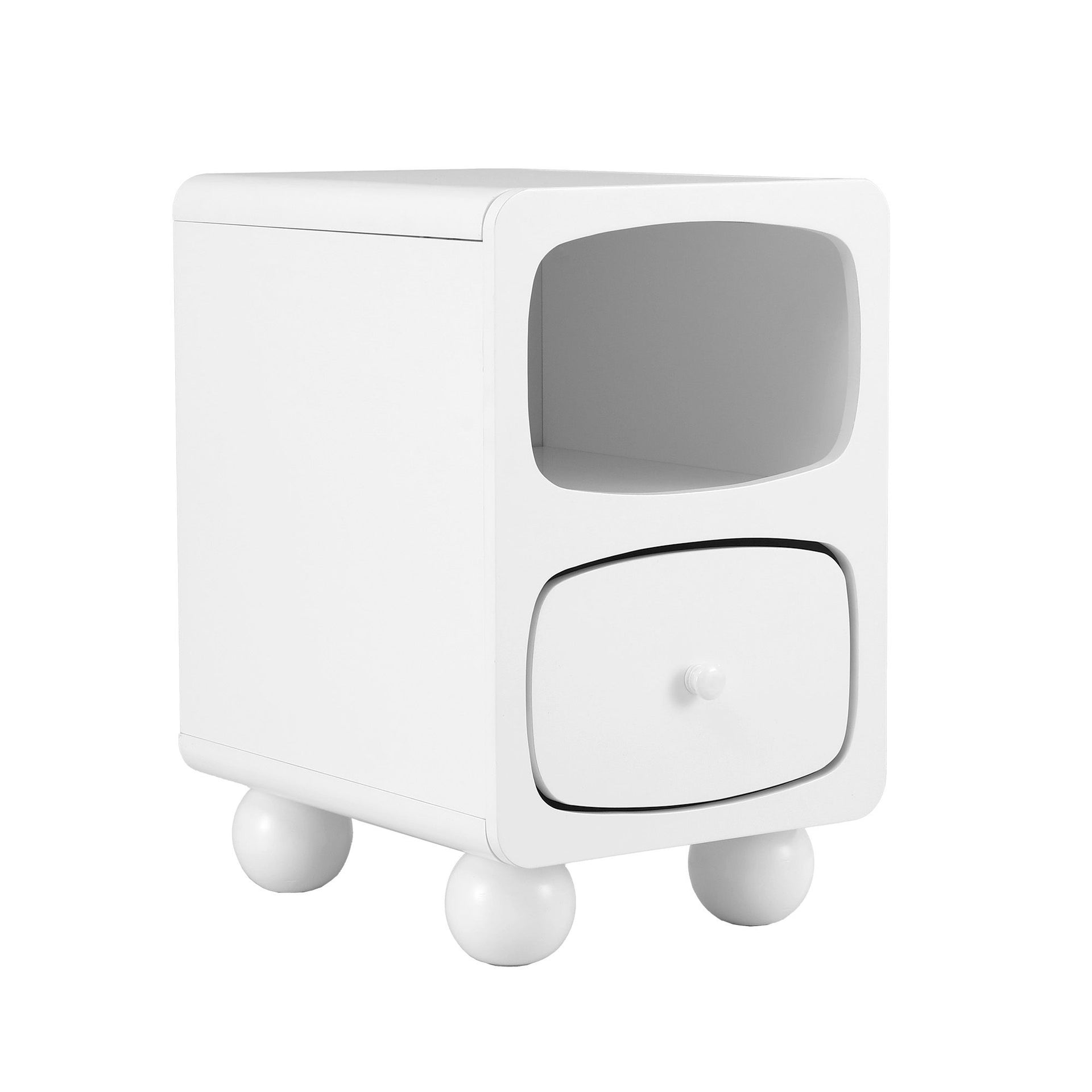 Artiss Bedside Table Storage Drawer Shelf Pine Wood Legs White Awezingly