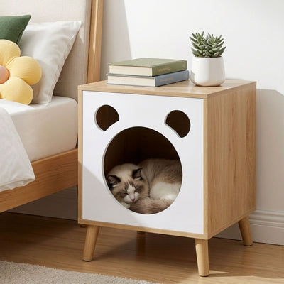 Artiss Cat Nest Bedside Table Solid Wood