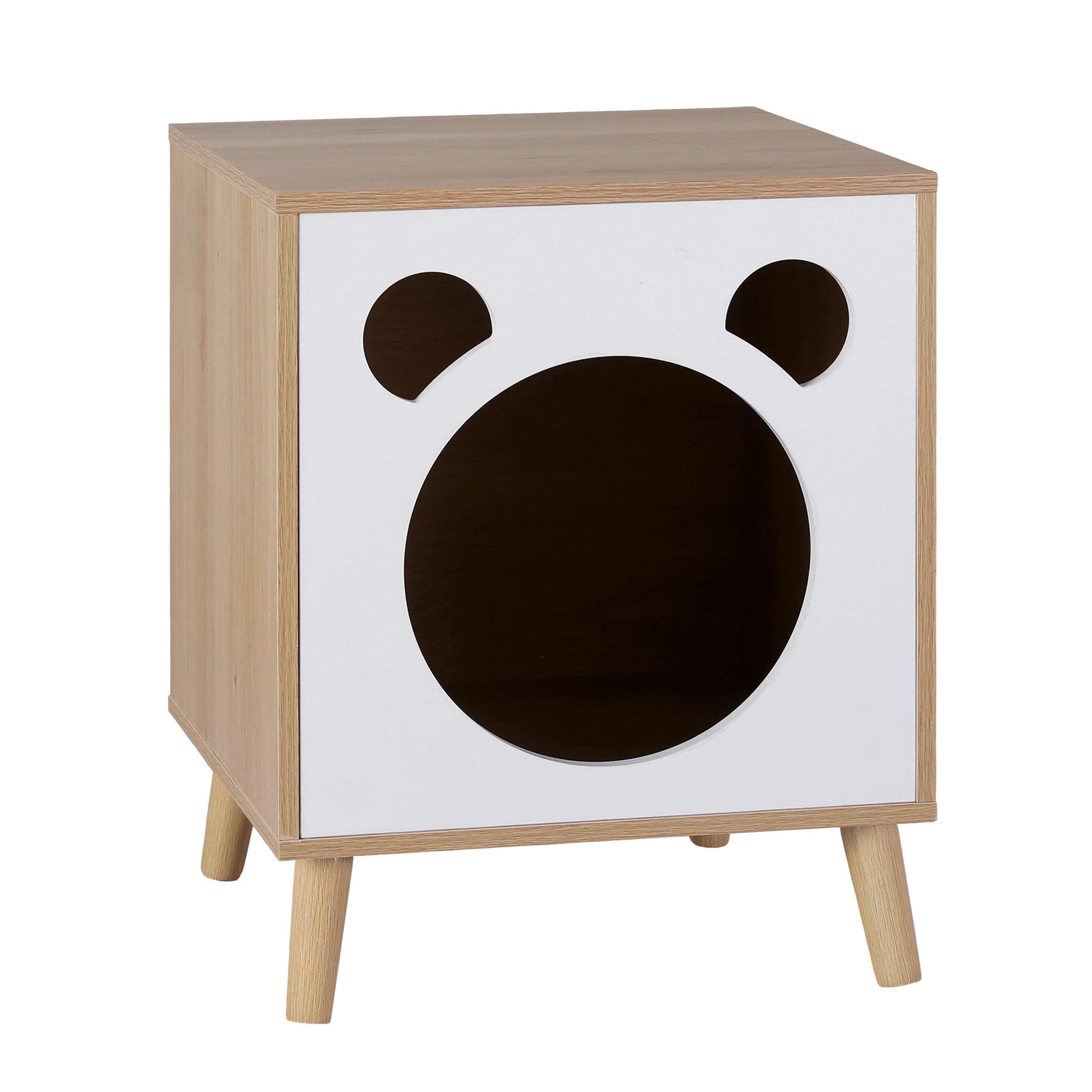 Artiss Cat Nest Bedside Table Solid Wood Awezingly