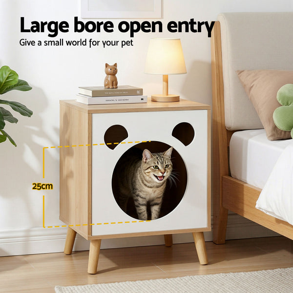 Artiss Cat Nest Bedside Table Solid Wood Awezingly