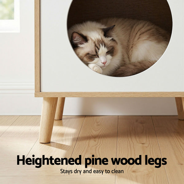 Artiss Cat Nest Bedside Table Solid Wood Awezingly