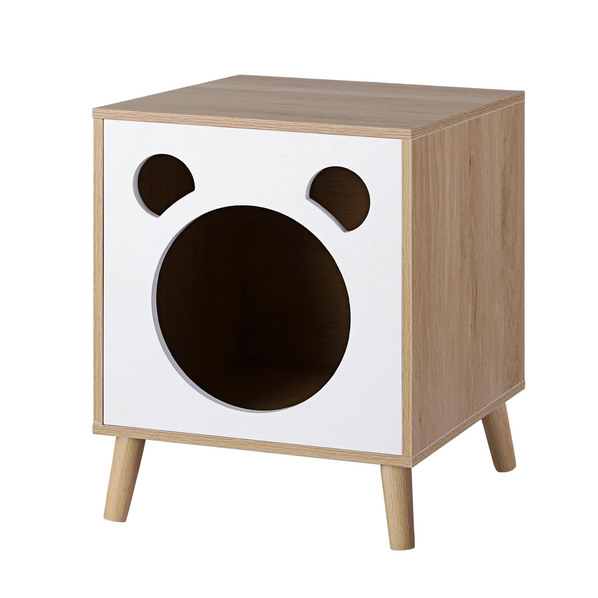 Artiss Cat Nest Bedside Table Solid Wood Awezingly