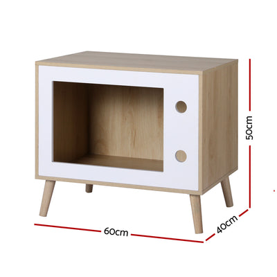 Artiss Cat Nest Bedside Table Solid Wood 60cm
