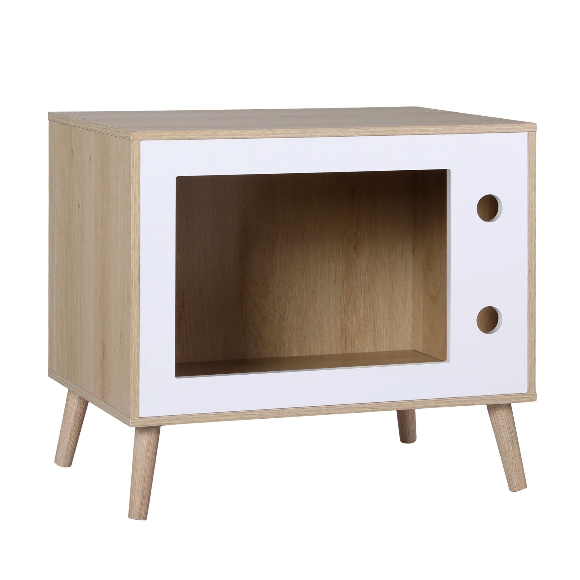 Artiss Cat Nest Bedside Table Solid Wood 60cm Awezingly