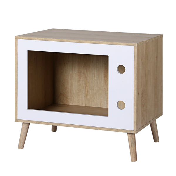 Artiss Cat Nest Bedside Table Solid Wood 60cm Awezingly