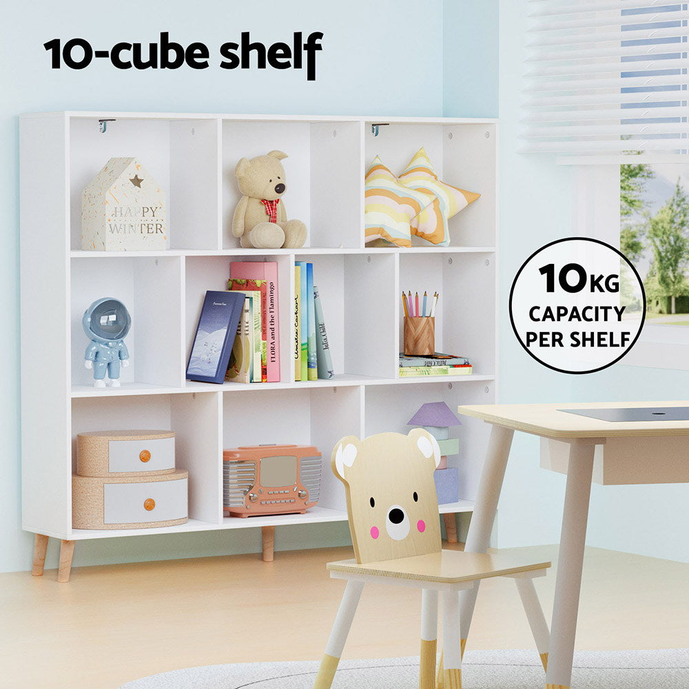 Artiss Bookshelf 3 Tiers 10 Cubes - CORA White Artiss